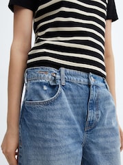 Mango Blue High Waist 100% Cotton Wide Leg Jeans - Image 5 of 7