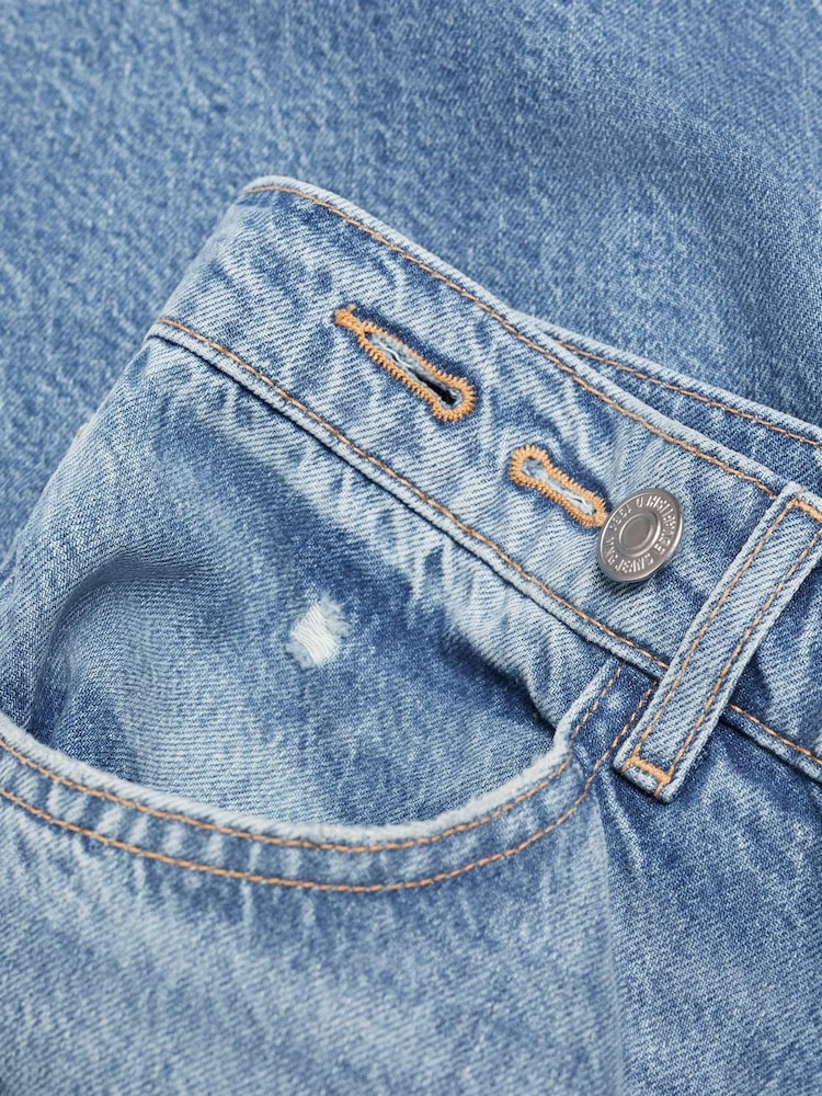 Mango Blue High Waist 100% Cotton Wide Leg Jeans - Image 7 of 7