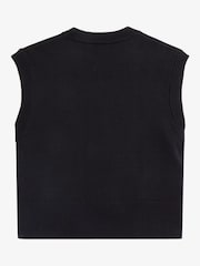 Fred Perry Laurel Wreath Knitted 100% Cotton Tank Black Jumper - Image 7 of 7