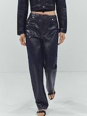 Mango Blue Straight Foil Jeans - Image 1 of 1