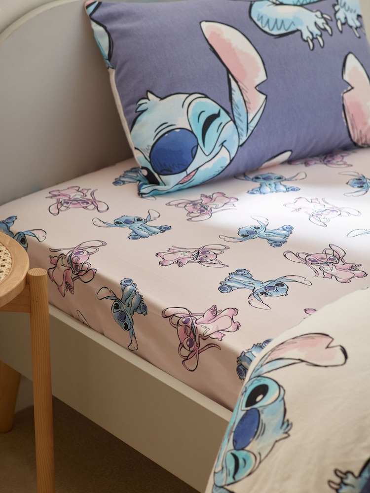 Pink Disney Lilo & Stitch 100% Cotton Fitted Sheet - Image 1 of 3