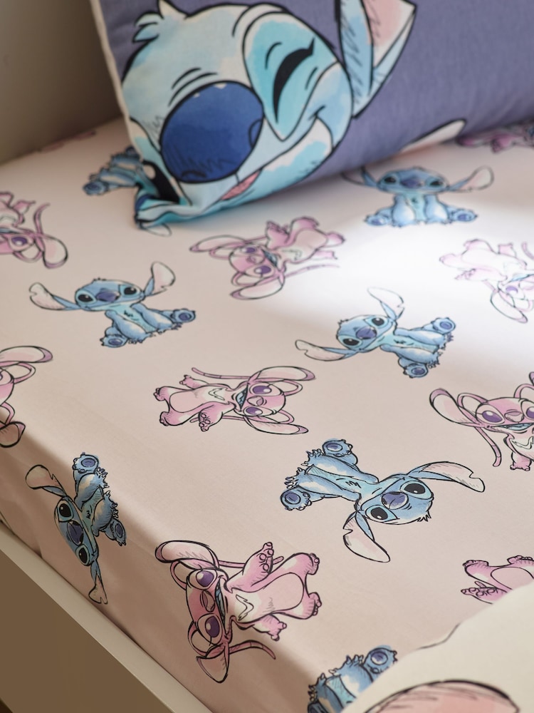 Pink Disney Lilo & Stitch 100% Cotton Fitted Sheet - Image 2 of 3