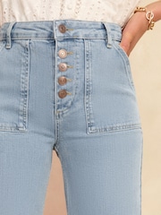 Love & Roses Light Blue Button Fly Wide Leg jeans - Image 2 of 4
