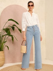 Love & Roses Light Blue Button Fly Wide Leg jeans - Image 4 of 4