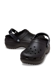Schwarz - Crocs klassische Clogs mit flauschigem Futter und Plateausohle - Bild 6 von 8
