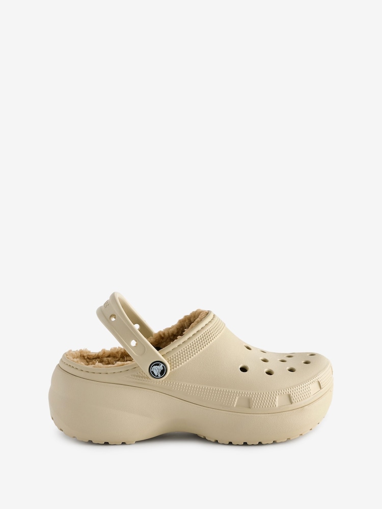 Porzellan/Weiß - Crocs klassische Clogs mit flauschigem Futter und Plateausohle - Bild 6 von 6