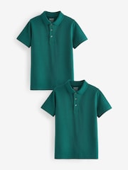 Dark Green Regular Fit Cotton School Short Sleeve 100% Cotton Polo Shirts (3-16yrs) - Image 1 of 4