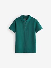 Dark Green Regular Fit Cotton School Short Sleeve 100% Cotton Polo Shirts (3-16yrs) - Image 2 of 4