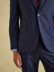 Joules Blue Slim Fit Flannel Suit Jacket - Image 4 of 9
