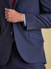 Joules Blue Slim Fit Flannel Suit Jacket - Image 9 of 9