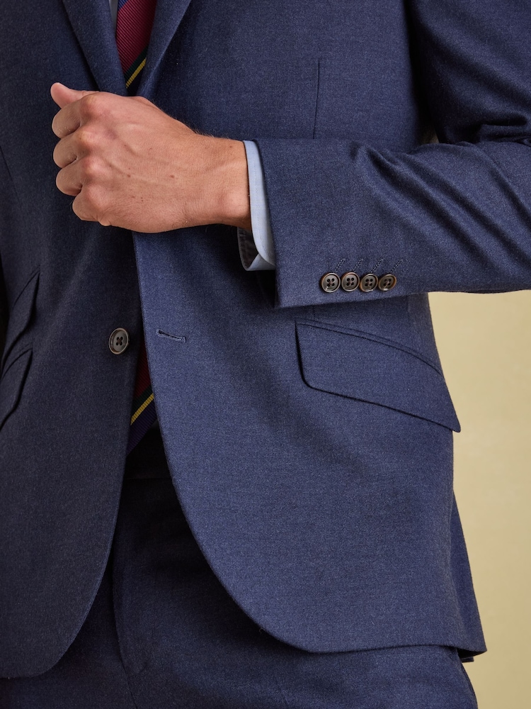 Joules Blue Slim Fit Flannel Suit Jacket - Image 9 of 9