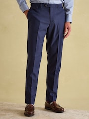 Joules Blue Slim Fit Flannel Suit Trousers - Image 1 of 9