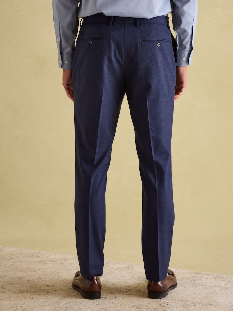 Joules Blue Slim Fit Flannel Suit Trousers - Image 2 of 9