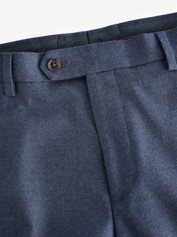 Joules Blue Slim Fit Flannel Suit Trousers - Image 9 of 9