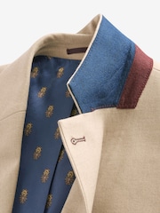 Joules Tan Brown Slim Fit Flannel Suit Jacket - Image 10 of 19