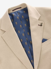 Joules Tan Brown Slim Fit Flannel Suit Jacket - Image 11 of 19