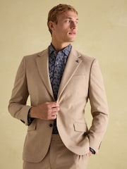 Joules Tan Brown Slim Fit Flannel Suit Jacket - Image 15 of 19