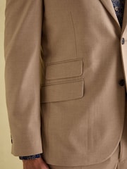 Joules Tan Brown Slim Fit Flannel Suit Jacket - Image 5 of 9