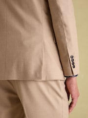 Joules Tan Brown Slim Fit Flannel Suit Jacket - Image 7 of 9
