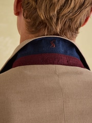 Joules Tan Brown Slim Fit Flannel Suit Jacket - Image 8 of 9