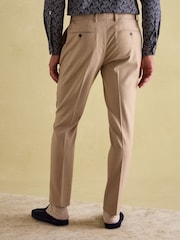 Joules Tan Brown Slim Fit Flannel Suit Trousers - Image 2 of 10