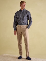 Joules Tan Brown Slim Fit Flannel Suit Trousers - Image 3 of 10