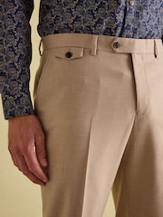 Joules Tan Brown Slim Fit Flannel Suit Trousers - Image 4 of 10