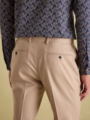 Joules Tan Brown Slim Fit Flannel Suit Trousers - Image 5 of 10