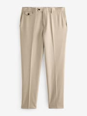 Joules Tan Brown Slim Fit Flannel Suit Trousers - Image 7 of 10