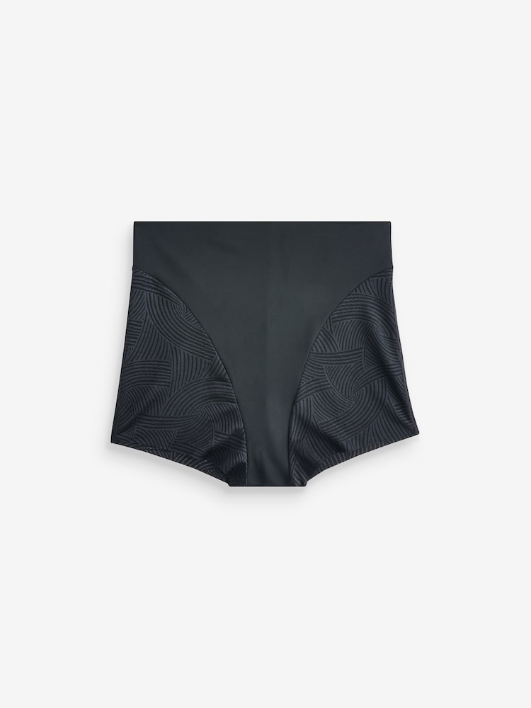 Noir - Culotte légère de contrôle du ventre en microfibre et dentelle - Image 5 of 7