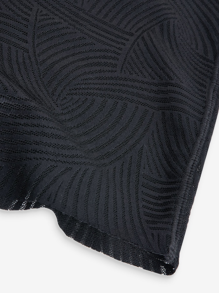 Noir - Culotte légère de contrôle du ventre en microfibre et dentelle - Image 6 of 7