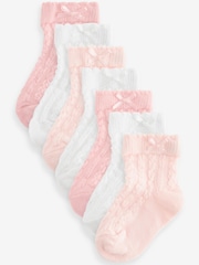 Pink Baby Cable Socks 7 Pack (0mths-2yrs) - Image 1 of 8