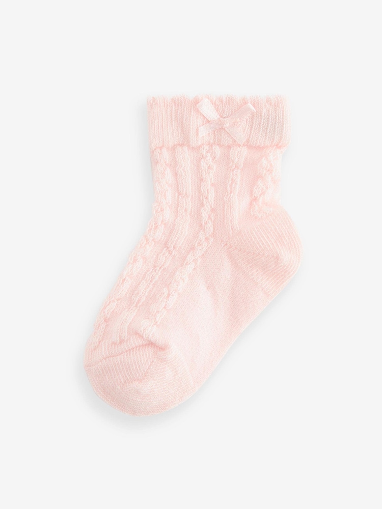 Pink Baby Cable Socks 7 Pack (0mths-2yrs) - Image 4 of 8
