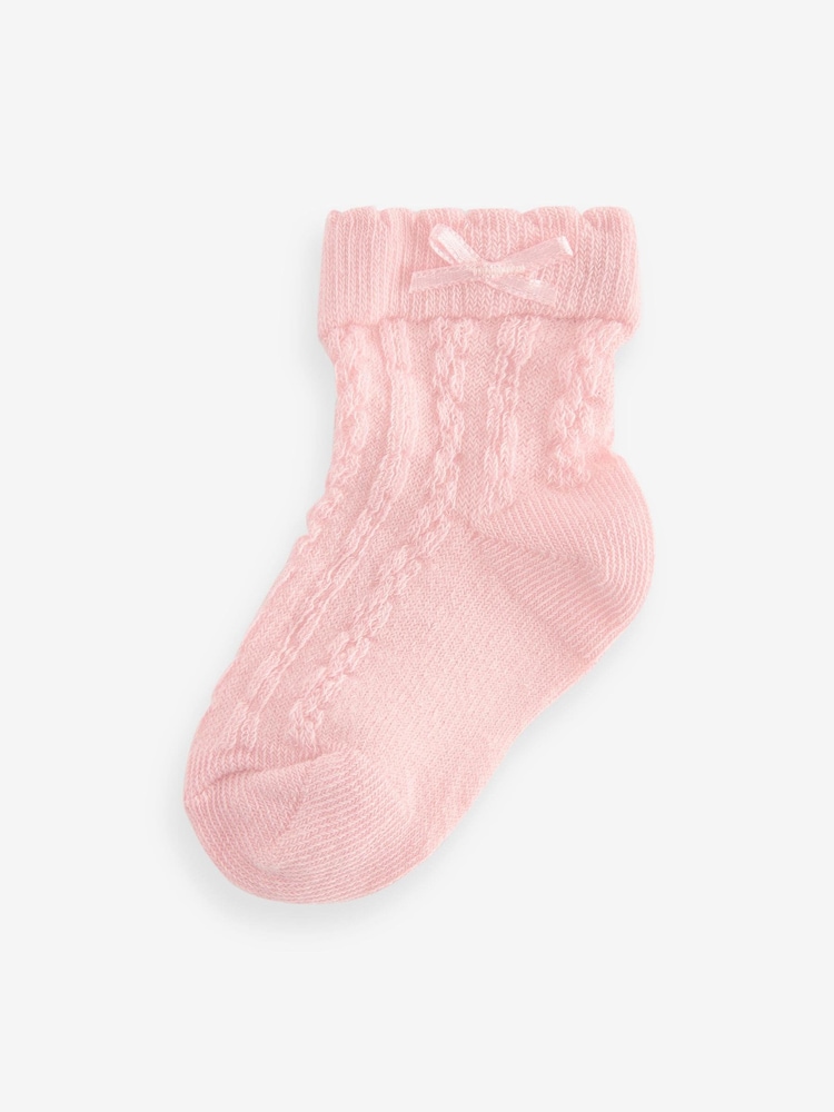 Pink Baby Cable Socks 7 Pack (0mths-2yrs) - Image 6 of 8