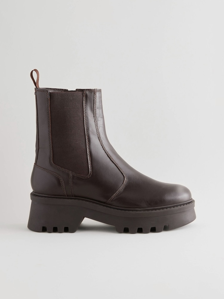Chocolate Brown Forever Comfort® Leather Chunky Chelsea Boots - Image 5 of 9