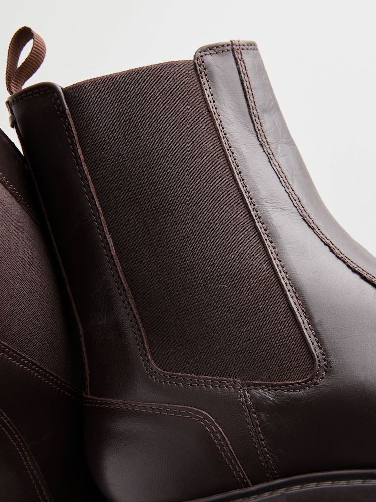Chocolate Brown Forever Comfort® Leather Chunky Chelsea Boots - Image 7 of 9