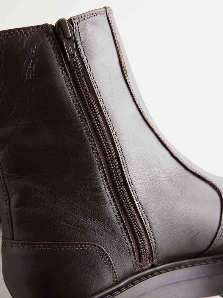 Chocolate Brown Forever Comfort® Leather Chunky Chelsea Boots - Image 8 of 9