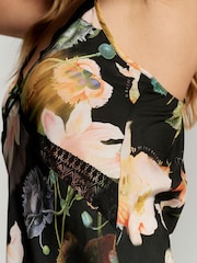 B by Ted Baker Satin Slip Black Floral Nightie - Image 4 of 6