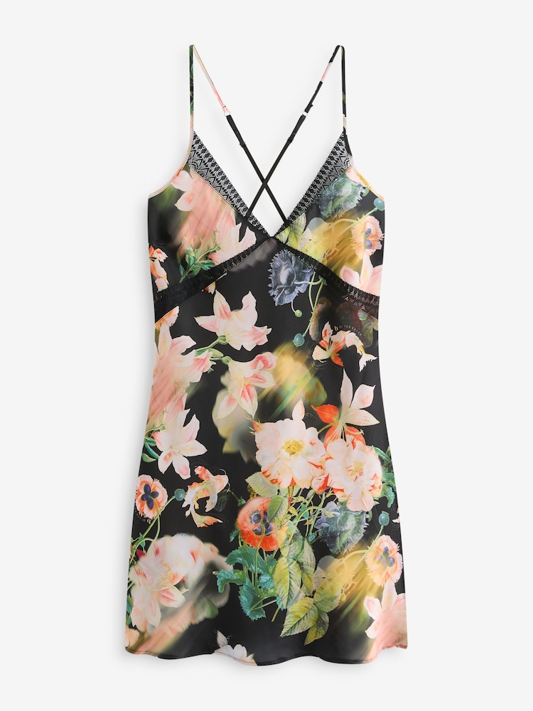 B by Ted Baker Satin Slip Black Floral Nightie - Image 6 of 6