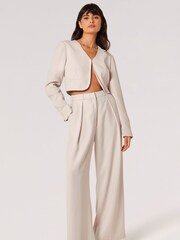 Apricot Cream Pleat Detail Soft Tailored Trousers - Image 1 of 4