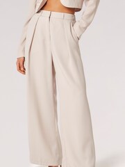 Apricot Cream Pleat Detail Soft Tailored Trousers - Image 3 of 4