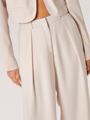 Apricot Cream Pleat Detail Soft Tailored Trousers - Image 4 of 4
