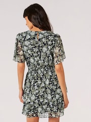 Apricot Blue Watercolour Rose Layered Mini Dress - Image 2 of 4