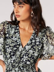 Apricot Blue Watercolour Rose Layered Mini Dress - Image 4 of 4