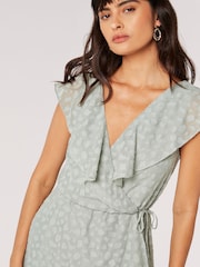 Apricot Green Clouds Ruffle Faux Wrap Dress - Image 5 of 5