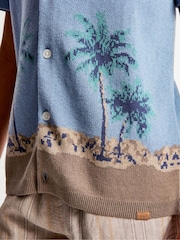 Abercrombie & Fitch Blue Palm Tree Print Resort Shirt - Image 8 of 8