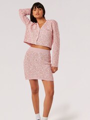 Apricot Pink Textured Check Mini Skirt - Image 1 of 5