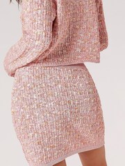Apricot Pink Textured Check Mini Skirt - Image 2 of 5