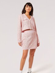 Apricot Pink Textured Check Mini Skirt - Image 3 of 5
