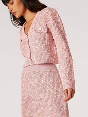 Apricot Pink Textured Check Mini Skirt - Image 4 of 5
